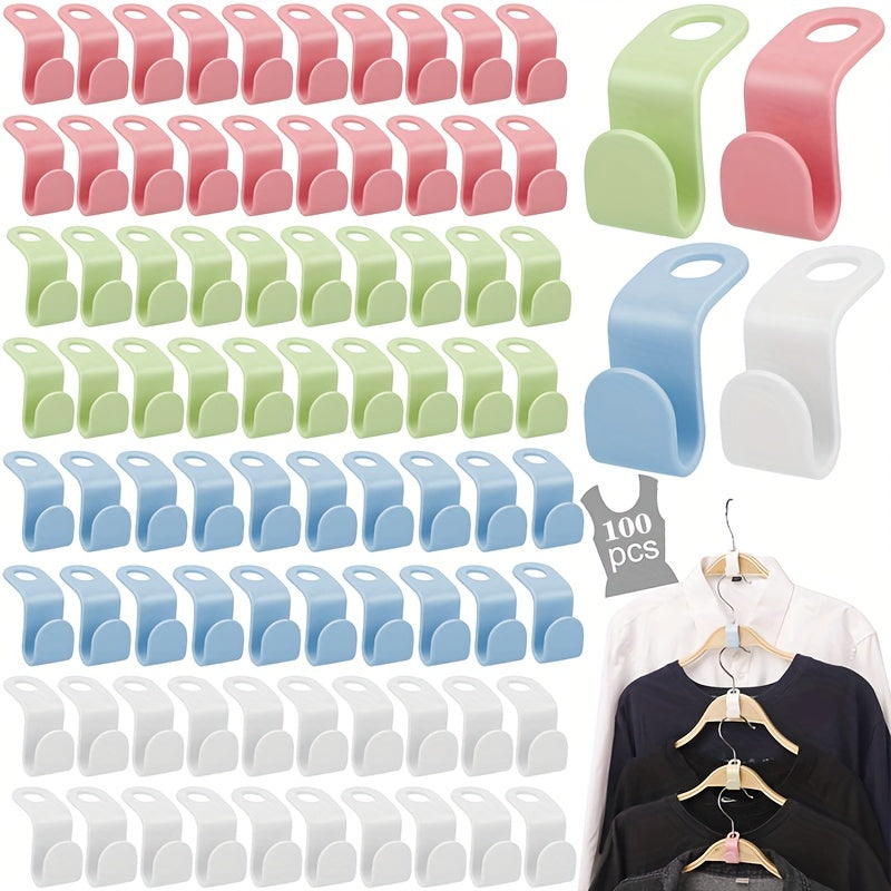 100pcs Conectores De Perchas Para Ropa, Ganchos Mágicos Para Perchas, Ganchos De Conexión En Cascada De Alta Resistencia, Clips Extensores De Perchas Ahorradores De Espacio Para Ropa Para Organizar El Armario