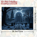 1pc Protector de Estufa para Halloween - Diseño Cementerio Espeluznante, Alfombrilla Antideslizante para Cocinas a Gas/Eléctricas, Superficie Fácil de Limpiar, Ajuste Universal, Decoración de Cocina Temática de Terror, Material Easyclean, 2D Plano