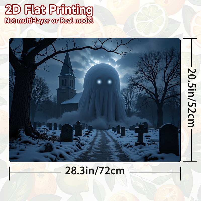 1pc Protector de Estufa para Halloween - Diseño Cementerio Espeluznante, Alfombrilla Antideslizante para Cocinas a Gas/Eléctricas, Superficie Fácil de Limpiar, Ajuste Universal, Decoración de Cocina Temática de Terror, Material Easyclean, 2D Plano
