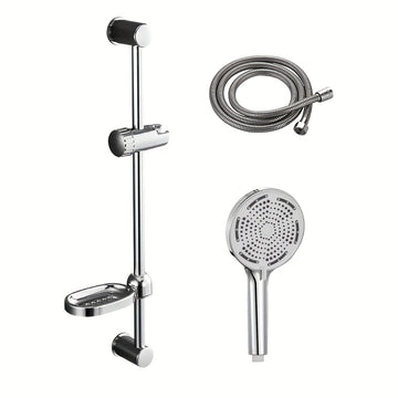 Riel de Ducha Ajustable de Acero Inoxidable con Soporte para Cabezal de Ducha Manual - Barra Deslizante de Baño de 600mm, Diseño Montado en la Pared para Configuraciones Flexibles de Altura, Acabado Metálico , Organización del Duche | Ducha Montada en la