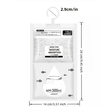 Bolsas colgantes absorbentes de humedad - Sin necesidad de electricidad, desecante de plástico reutilizable para clóset, dormitorio, baño y residencias estudiantiles - Control de olores