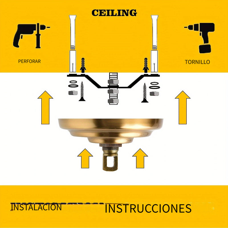 Kit de Tejado de Bronce Vintage de Alta Resistencia con Cadena de Luz Colgante de 97.54cm - Fácil Instalación, Alta Capacidad de Carga para Lámparas de Araña y Luces de Techo