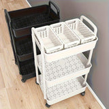 Carrito de almacenamiento móvil, 10 escenas adecuadas para cocina, baño, dormitorio, estante de almacenamiento multifuncional, diseño de rueda universal de plástico engrosado, blanco, negro, simple, ahorrador de espacio, artefacto.