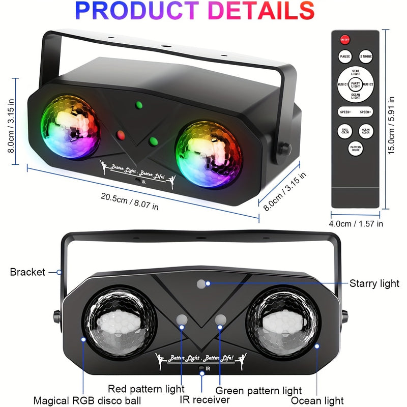 Luces de Fiesta USB con 2 Bolas Mágicas - Efectos Láser y LED, para Hogar, Eventos, Citas - Lámpara Disco Compacta sin DJ, Decoracións para Fiestas, Ambiente Dinámico, Proyección de Alta Calidad, Decoración del Hogar