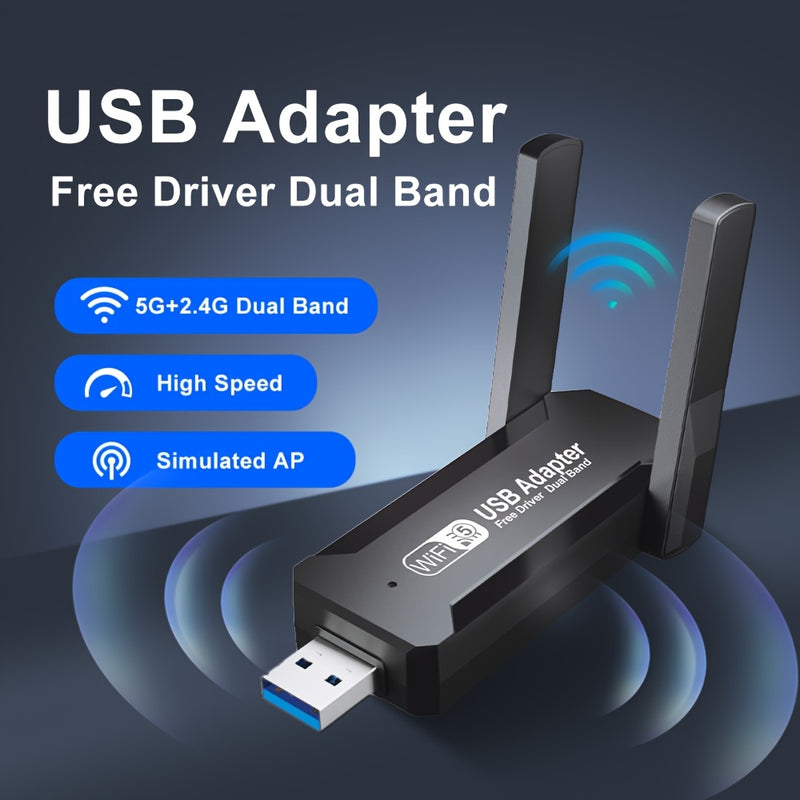 OURLIFE Adaptador WiFi Dual-Banda 5.3 USB con Doble Antena | Doble Banda 2.4GHz y 5.3GHz, Seguridad WPA2/WPA3-PSK | Compatible con USB 3.0/2.0 para Windows 10/11, Linux, MacOS 10.9-10.15 | Alta velocidad inalámbrica para juegos y oficina, Diseño negro el