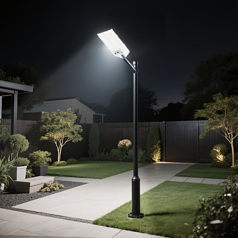 Nueva luz de camino solar integrada con sensor de movimiento, iluminación inteligente para exteriores, calles, patios y jardines, fijo de plástico resistente al tiempo con control remoto, luces solares para exteriores, cuerpo de plástico duradero.