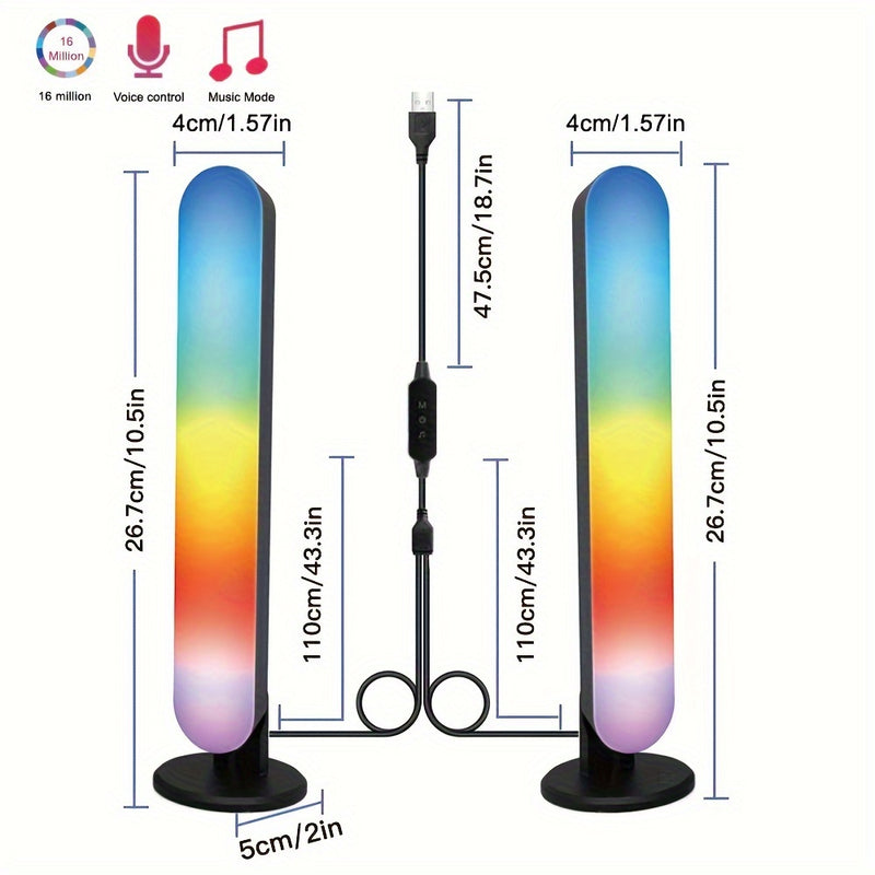 1 juego de Barra de Luz LED Inteligente, 2pcs Lámpara LED RGBIC Inteligente con Más de 100 Modos Dinámicos y Modos de Sincronización con Música, Retroiluminación LED para TV, Iluminación de Ambiente, Iluminación de Ambiente para Juegos, Películas, PC, TV