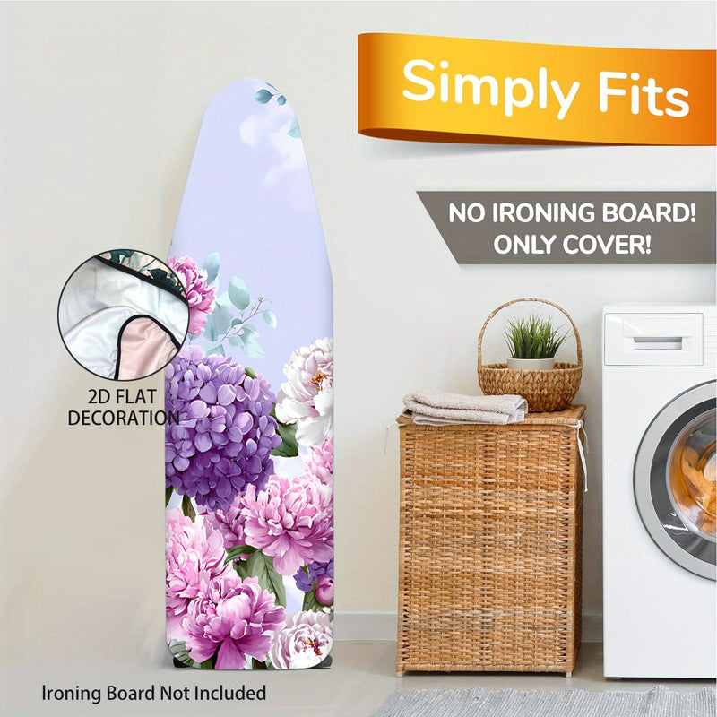 Fundas Lavables para Tabla de Planchar con Diseño Floral - Sin Necesidad de Tabla, Ajusta a la Mayoría de las Mesas Estándar, Decoración para Lavandería en Rosa, Blanco y Verde - Accesorio Fácil de Instalar, Material Easyclean, 2D Plano
