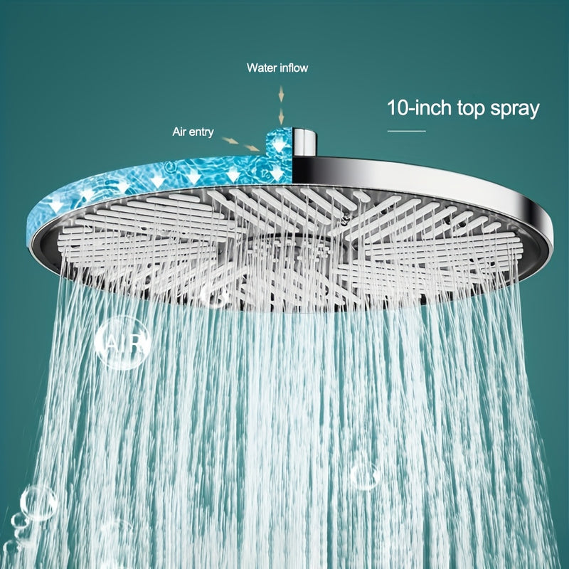 Cabezal de ducha de lluvia redondo de 10 pulgadas, alta presión de cascada con panel desmontable, fácil de limpiar, resistente a la cal, ideal para baja presión del agua, accesorio de baño de plástico con soporte colgante