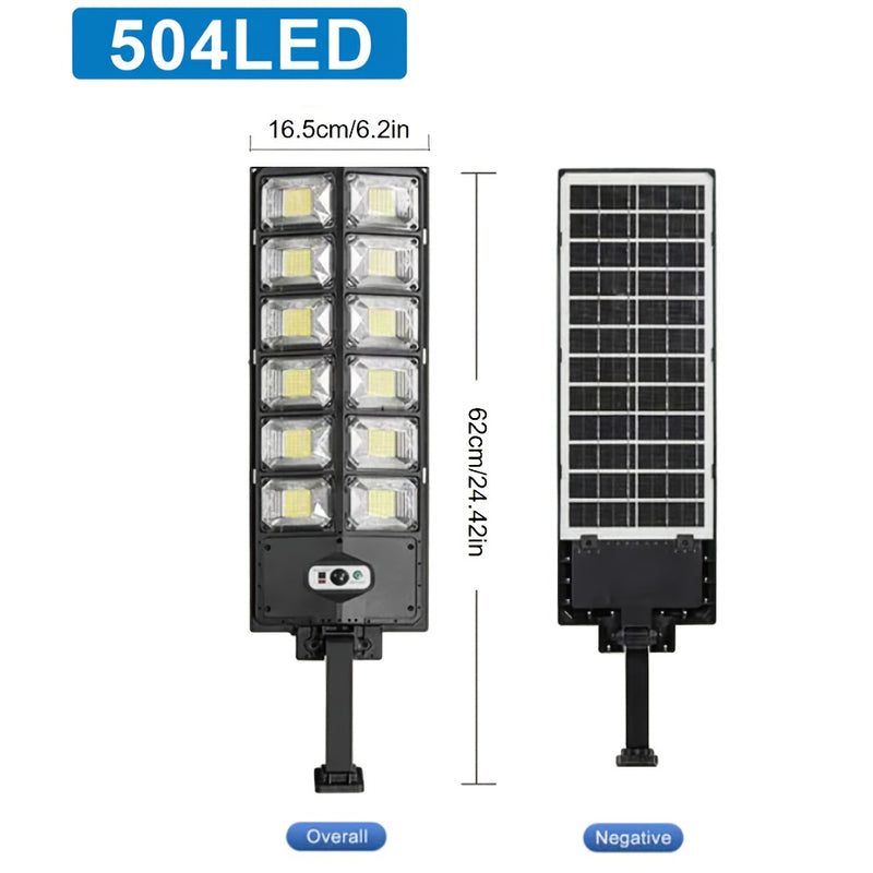 1 paquete de luz solar LED súper brillante de 504 luces, luz para exteriores, 3 modos (día/noche), iluminación para jardín con sensor de movimiento inteligente