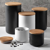 Frascos de almacenamiento de alimentos de cerámica multiusos con cierre de pestillo, recipientes redondos reutilizables para la organización de la cocina, se recomienda lavar a mano - Juego de 1 contenedor negro para té, café, dulces, granos