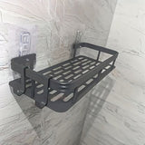 Estante de aluminio de gran capacidad con gancho, sin taladro, para montar en la pared, adecuado para baño y cocina, estante de almacenamiento fácil de instalar que ahorra espacio para artículos de tocador, cosméticos y artículos varios.