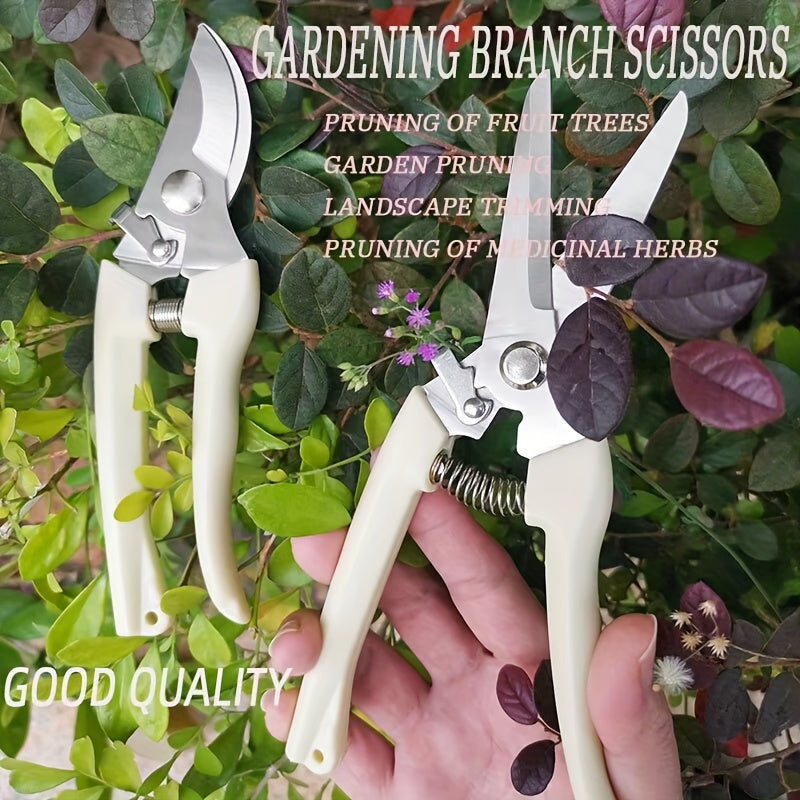Paquete de 1 Tijeras de Poda Profesionales con Cuchillas de Acero Inoxidable y Mangos Ergonómicos - Cortaúñas Manuales para Bonsái, Huerto, Jardinería Exterior (Amarillo), Tijeras de Podar para Jardín, Herramienta para Bonsái, Diseño Clásico de Hoja, Cor