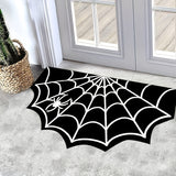Alfombra de baño con diseño de telaraña en blanco y negro para Halloween, 1 unidad - Absorbente, secado rápido, respaldo de PVC, lavable a máquina, perfecta para decoración de Halloween, resistente a la suciedad, patrón de telaraña