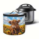 1pc Funda de Polvo de Ganado de las Tierras Altas para Olla a Presión, Bolsa Aislada Sin Carga con Cierre de Cremallera, Compatible con la Mayoría de las Ollas a Presión Eléctricas, Bolsa de Transporte para Freidora de Aire