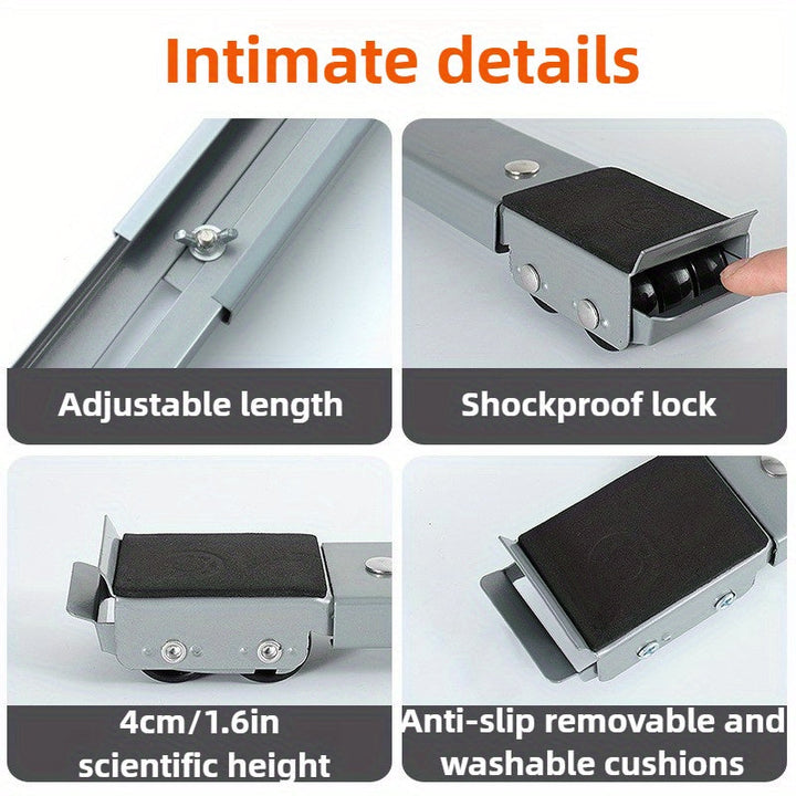 2 Piezas de Carro Ajustable para Electrodomésticos con 24 Ruedas, Cojín Antideslizante y Frenos - Sin Batería Necesaria para Refrigerador, Lavadora, Secadora, Muebles - Accesorios para Hogar, Soporte Resistente, Diseño Ergonómico con Palanca, Ruedas Equi