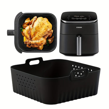 1/2 piezas de funda de silicona para freidor de aire de 8,8 pulgadas para freidor de aire de 5,5 a 7 tazas, resistente al calor y fácil de limpiar, bandeja de silicona para freidor de aire Ninja AF181, AF180, AF141, AF140, Philips HD9270