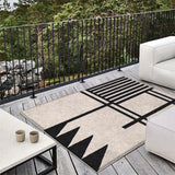 7 Estrellas Cérvolos Alfombra Ultra-Suave Geométrica para Exteriores - Antideslizante, Lavable en Máquina, Poliéster Duradero para Patio, Camping y Decoración del Hogar - Diseño Elegante de Rayas Negras y Blancas, Tamaños Variados Disponibles, Alfombra d