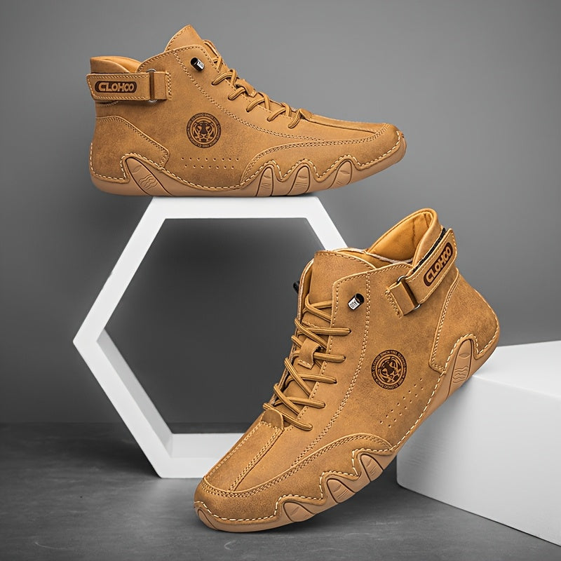 Botas de media pantorrilla con suela de goma CLOHOO - Botas ligeras y elegantes para hombres, cómodas y versátiles, botas casuales con suela de goma | Botas casuales elegantes | Botas con suela de goma