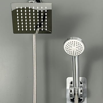 Juego de cabezal de ducha de acero inoxidable oculto, cabezal de ducha manual simple para baño, ducha de lluvia para hogar, cabezal multifuncional con micro burbujas, incluye soporte, divisor de agua de 3 vías y manguera, juego completo de cabezal de duc