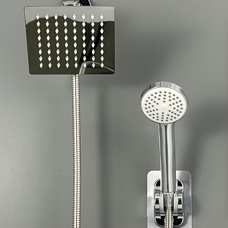 Juego de cabezal de ducha de acero inoxidable oculto, cabezal de ducha manual simple para baño, ducha de lluvia para hogar, cabezal multifuncional con micro burbujas, incluye soporte, divisor de agua de 3 vías y manguera, juego completo de cabezal de duc