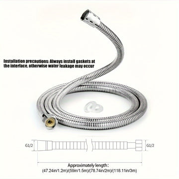 Manguera de ducha de acero inoxidable FlexiShower 1.2m/1.5m/2m/3m, extensión de tubería de cabeza de ducha anti-encorvadura cromada con accesorios de latón y junta de silicona, no necesita electricidad, ajuste universal para bañera y ducha