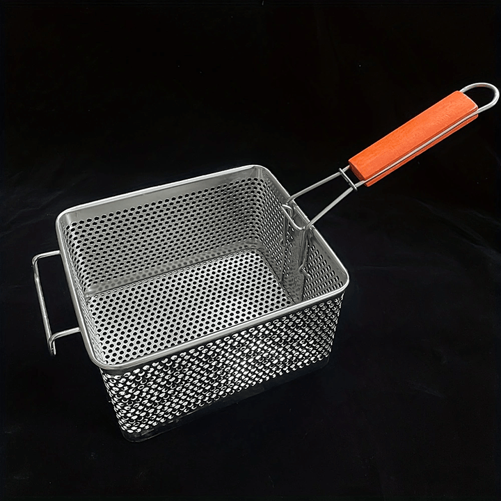 Cesta de freír de acero inoxidable con asa - Accesorio de filtración de aceite de metal para freidor de aire/freidor profundo, fácil limpieza, herramienta de cocina duradera