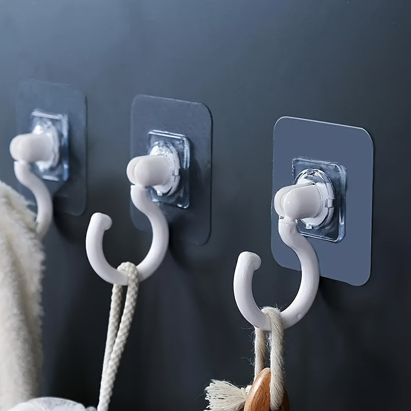 Conjunto de 3 ganchos de techo autoadhesivos y giratorios 360°, soporte de pared sin taladro para dosel de cama, mosquiteros, bufandas y almacenamiento de bolsos