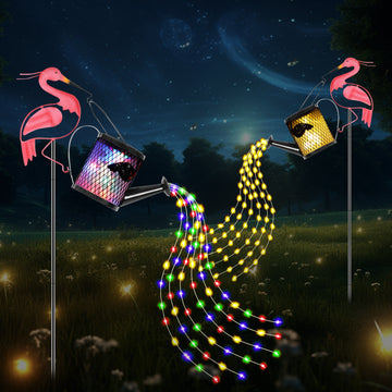 1pc Regadera LED con Energía Solar, Lámpara de Metal Hueco con Alambre de Cobre, Luces Colgantes Parpadeantes para Jardín, Césped y Pasillo, Decoración de Paisaje Festivo, Iluminación Exterior, Adorno Navideño y Halloween