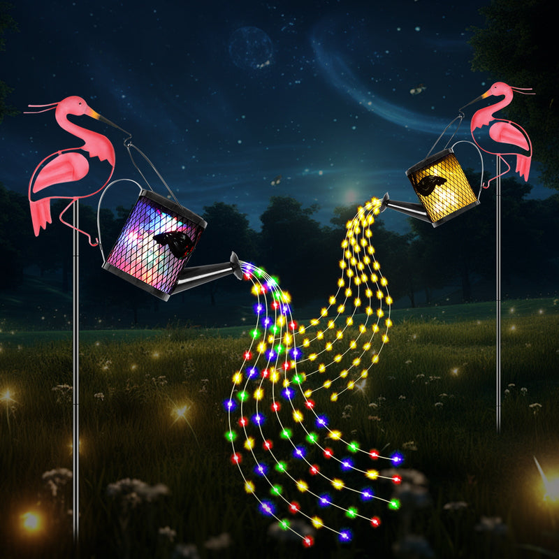 1pc Regadera LED con Energía Solar, Lámpara de Metal Hueco con Alambre de Cobre, Luces Colgantes Parpadeantes para Jardín, Césped y Pasillo, Decoración de Paisaje Festivo, Iluminación Exterior, Adorno Navideño y Halloween