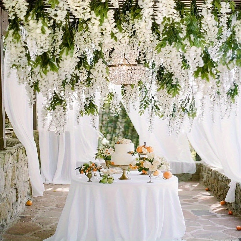18 piezas de enredaderas artificiales de glicina, 109.98 cm de largo, flores colgantes de plástico moradas y verdes para decoración de jardín, bodas y fiestas, resistentes a la intemperie, sin necesidad de mantenimiento, decoración para eventos