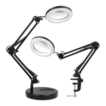 1pc Lupa LED de 10x, Diámetro de 9cm con Brillo Ajustable y Modos de Luz, Incluye Soporte y Base, Ideal para Lectura, Manualidades, Reparaciones, etc