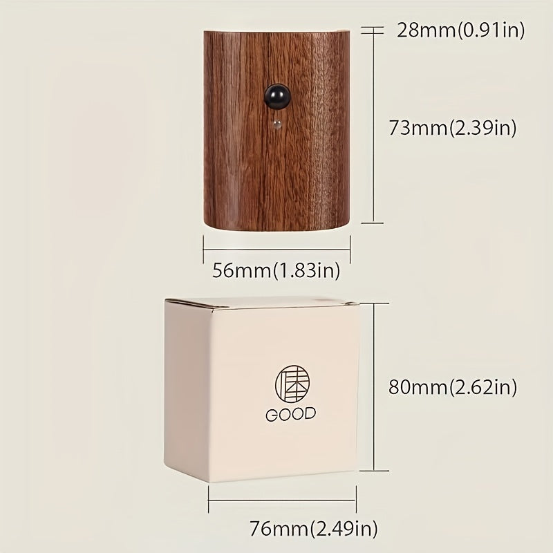1pc Luz de Pared LED Moderna con Sensor de Movimiento y Alimentación USB - Madera Maciza, Brillo Ajustable, Batería Recargable de 800mAh, Ideal para Escaleras y Pasillos