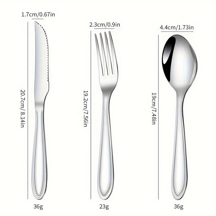 Juego de cubiertos de acero inoxidable, 12 piezas, pulido espejo, apto para lavavajillas, ideal para comedor en casa