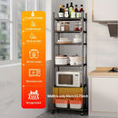 Carrito de almacenamiento metálico ajustable con ruedas y ganchos - Organizador ahorrador de espacio para cocina, dormitorio, baño, habitación de lavandería | Diseño de estantería abierta | Estante modular de plástico, fácil montaje, carrito de almacenam