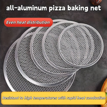 Malla de aluminio redonda para hornear pizzas de 6 a 20 pulgadas - Distribución de calor uniforme y grueso, control de temperatura, no requiere electricidad para uso comercial y doméstico, herramienta de cocina duradera y fácil de limpiar, accesorios par