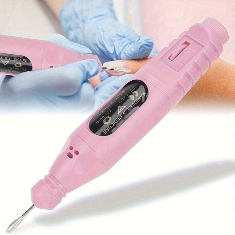 Máquina de esmalte de uñas ergonómica mejorada - Fichero de uñas eléctrico de alta velocidad alimentado por USB con 4 cabezas intercambiables y 20 tiras de papel de lija, herramienta de manicura portátil hipoalergénica adecuada para uso doméstico y profe