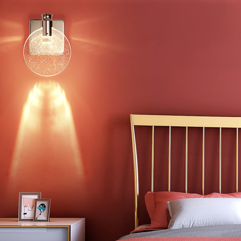 Lámpara de pared moderna y ajustable con cristal - Foco LED de estilo nórdico con acentos metálicos dorados, esfera de cristal brillante para sala de estar, dormitorio, tocador, baño y pasillo - Diseño creativo de montaje en pared, lámpara de pared | Lám