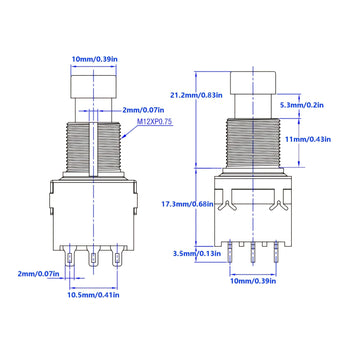 INTAI Interruptor de Pedal para Guitarra de 3 Polos con 9 Posiciones - Construcción Metálica Azul, Perilla Estriada de 10mm, Palanca Manual Encendido/Apagado para Pedales de Efectos y Equipo de Audio DIY (Sin Necesidad de Energía)