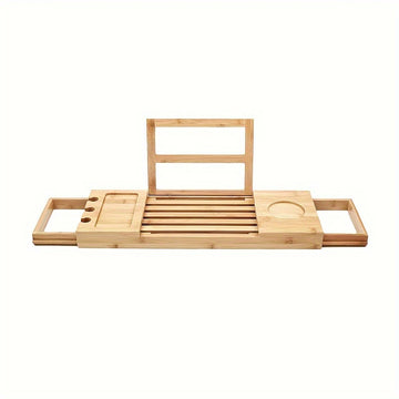 Bandeja de Bañera de Bambú Versátil - Estante Expandible para Vino, Snacks y Toallas | Organizador de Baño Sin Metal, Bandeja, Estante de Almacenamiento