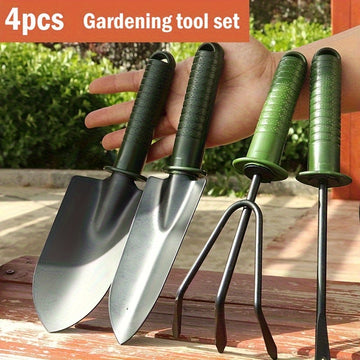 Juego de 4 piezas de herramientas de cuidado de jardín, herramientas de jardinería multifuncionales para plantar y plantas en macetas, kit esencial para entusiastas de jardinería.