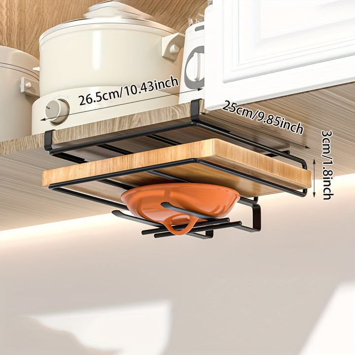 Gancho de Acero Inoxidable para Cocina con Tabla de Cortar - Organizador Fácil de Montar en la Pared para Puertas de Armarios, Toallas, Herramientas y Utensilios, Ideal para Almacenamiento en Cocinas o Baños, Estante Montado en la Pared | Espacio Organiz