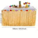 1 unidad de Falda de mesa de fiesta hawaiana para decoración de ambiente al aire libre, adecuada para mesas redondas y también puede usarse como cortina de puerta.