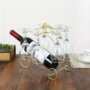 Elegante soporte de vino de hierro con soporte de vidrio - Elegante exhibidor de encimera para botellas de vino tinto y vasos, diseño duradero de aluminio, soporte de vino montado en la pared, soporte de botellas de vino