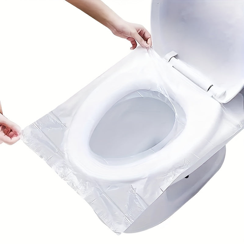 50 piezas/bolsa cubierta para inodoro portátil, protector de baño impermeable, protección contra gérmenes en baños públicos, accesorios de viaje para avión, viajes por carretera y camping