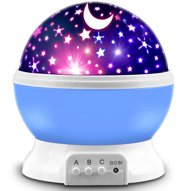 1 pza. Luz nocturna LED, estrellas, lámpara proyectora de estrellas, decoración de dormitorio de regalo navideño, de cumpleaños, azul