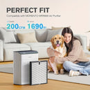 Filtros de purificador de aire de repuesto MORENTO, compatible con el filtro HEPA verdadero MR5866, para sistemas de purificación del aire para el hogar, reemplazo de filtro HEPA | Purificador de aire elegante | Marco de plástico duradero
