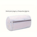 Bolsa de lavandería resistente de poliéster con cierre de cremallera, 1 unidad, forma cilíndrica, malla circular para tenis, zapatillas deportivas, calcetines y sostenes, bolsa organizadora para viaje y hogar, accesorio de lavandería, protector de tela,