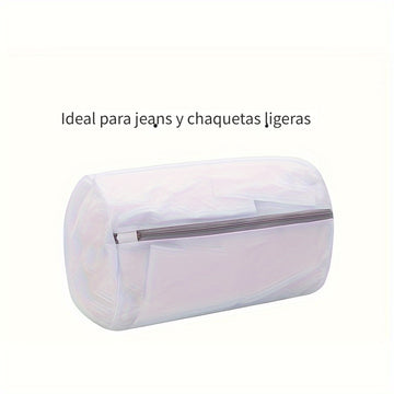 Bolsa de lavandería resistente de poliéster con cierre de cremallera, 1 unidad, forma cilíndrica, malla circular para tenis, zapatillas deportivas, calcetines y sostenes, bolsa organizadora para viaje y hogar, accesorio de lavandería, protector de tela,