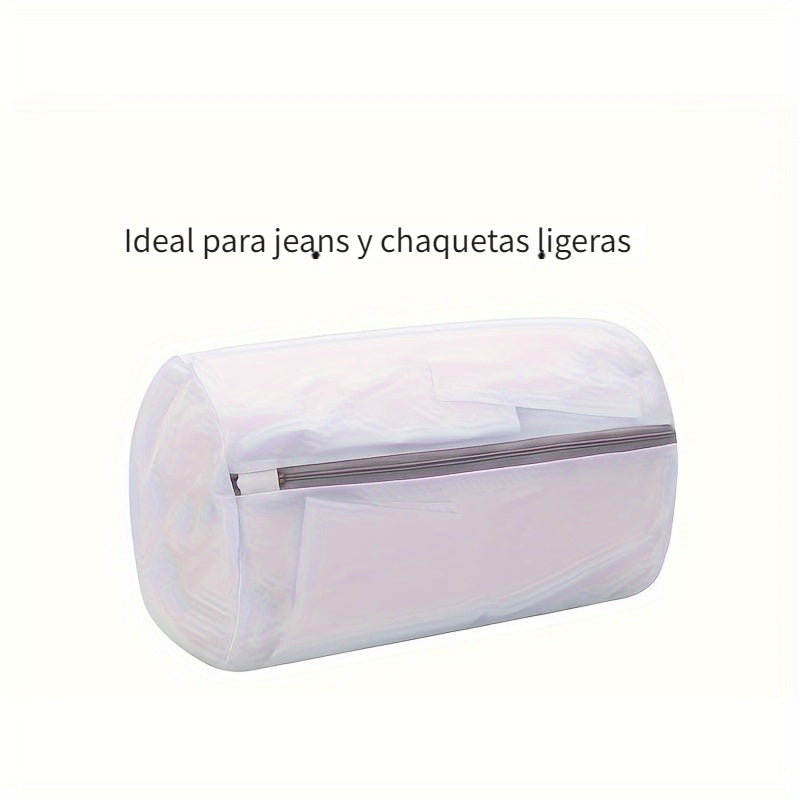 Bolsa de lavandería resistente de poliéster con cierre de cremallera, 1 unidad, forma cilíndrica, malla circular para tenis, zapatillas deportivas, calcetines y sostenes, bolsa organizadora para viaje y hogar, accesorio de lavandería, protector de tela,
